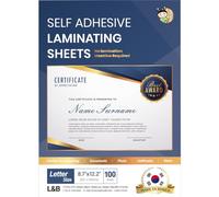 Lot de 100 feuilles de plastification auto-adhésives sans chaleur, 21,6 x 27,9 cm, 4 mm d'épaisseur, transparentes, sans machine, protège documents et photos [format lettre] HA SHI