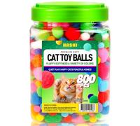 HA SHI Lot de 800 balles à pompons pour chat, douces, rebondissantes, scintillantes, multicolores et tailles mixtes, jouets sans cloche pour chats et chatons d'intérieur, idéal pour les jeux nocturnes