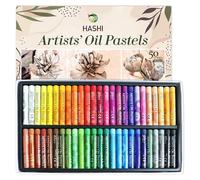 HA SHI Pastels à l'huile doux (50 bâtons, 48 couleurs) Fournitures d'art pour artiste, galerie de peinture à l'huile, ensemble de salle de classe, crayons à l'huile professionnels