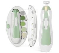 haakaa Coupe-ongles Électrique pour Bébés, Sûr et Doux, Kit de Lime à Ongles avec 6 Têtes et Lumière LED, Vert
