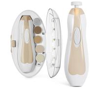 haakaa Coupe-ongles Électrique pour Bébés, Sûr et Doux, Kit de Lime à Ongles avec 6 Têtes et Lumière LED, Kaki