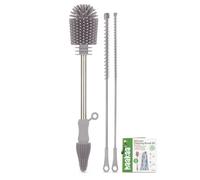 haakaa Gris 3 en 1 Silicone Nettoyage Biberon Brosse Set, Goupillon biberon, Grosse Nettoyage Bouteille, Goupillon Silicone, pour Biberon, Tasses, Bouilloires, Verres à Vin