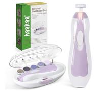haakaa Kit de lime à ongles électrique pour bébé avec lumière LED, coupe-ongles pour nouveau-né/nourrissons/adultes, ongles des orteils et des doigts, 6 têtes de rechange et étui de rangement, lavande