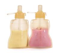 haakaa Pouch Lot de 2 pochettes alimentaires réutilisables pour les tout-petits et les enfants, pochette compressible, lavable au congélateur - Préparez des aliments biologiques faits maison pour