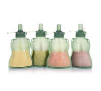 Haakaa Silicone Sacoches alimentaires pour bébés - Sacs réutilisables pour bébés à pression,Vert, paquet de 4