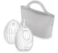 haakaa Tire-lait portable en silicone avec sac de stérilisateur, 2 en 1 mains libres passif récupérateur de lait maternel pour maman allaitante, essentiels d'allaitement, lot de 2 pompes de 75 ml et 1