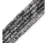 HAAMIIQII 28pcs 4x13mm flocon de neige naturel perles de Pierre noire colonne cylindre lâche perles de pierre gemme bijoux faisant bricolage bracelet collier