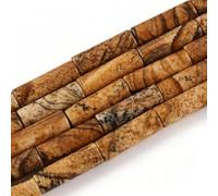 HAAMIIQII 28pcs 4x13mm image de la nature jaspe perles colonne cylindre lâche perles de pierres précieuses bijoux faisant bricolage bracelet collier