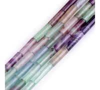 HAAMIIQII 28pcs 4x13mm naturel Fluorite cryatal perles colonne cylindre Loose gemme perles bijoux fabrication bricolage bracelet collier