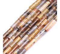 HAAMIIQII 28pcs 4x13mm naturel jaune Crazy Lace agate perles cylindre Loose gemme perles bijoux faire bricolage bracelet collier