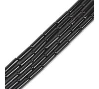 HAAMIIQII 28pcs 4x13mm perles d'onyx noir naturel tube cylindrique lâche perles de pierres précieuses fabrication de bijoux bricolage bracelet collier
