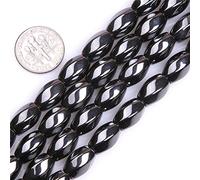 HAAMIIQII 30pcs 8x12mm naturel noir hématite perles de pierres précieuses en vrac olive Twisted Beads bijoux faisant bricolage bracelet collier