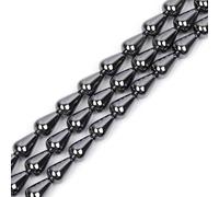 HAAMIIQII 30pcs 8x12mm naturel noir hématite pierres précieuses en vrac perles en forme de goutte d'eau perles bijoux fabrication bricolage bracelet collier