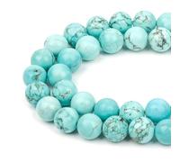 HAAMIIQII 35pcs 10mm bleu turquoise perles rondes de pierres précieuses lâche pour la fabrication de bijoux bricolage bracelet collier