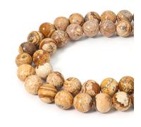 HAAMIIQII 35PCS 10mm nature dessin jaspe perles rond lâche perles de pierres précieuses fabrication de bijoux bricolage bracelet collier