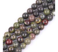 HAAMIIQII 35pcs 10mm naturel DRAGON BLOOD jaspe perles rond lâche perles de pierres précieuses fabrication de bijoux bricolage bracelet collier