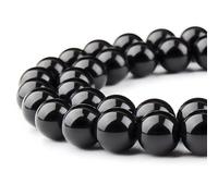 HAAMIIQII 35PCS 10mm naturel noir agate agate perles d'agate rond lâche perles de pierres précieuses fabrication de bijoux bricolage bracelet collier