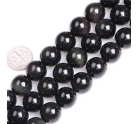 HAAMIIQII 35pcs 10mm naturel noir perles de pierres précieuses rond lâche perles de pierres précieuses fabrication de bijoux bricolage bracelet collier