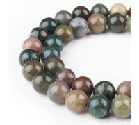 HAAMIIQII 35pcs 10mm perles d'agate indienne naturelle ronde lâche perles de pierres précieuses fabrication de bijoux bricolage bracelet collier