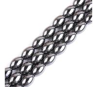 HAAMIIQII 35pcs 8x12mm naturel noir hématite pierres précieuses en vrac perles olive perles bijoux fabrication bricolage bracelet collier