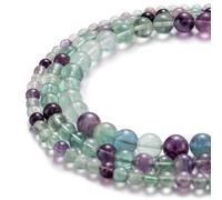 HAAMIIQII 35pcs perles de cristal de fluorite naturel 10mm rond lâche perles de pierres précieuses fabrication de bijoux bricolage bracelet collier