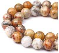 HAAMIIQII 45pcs 8mm naturel jaune Crazy dentelle agate perles rond lâche perles de pierres précieuses fabrication de bijoux bricolage bracelet collier