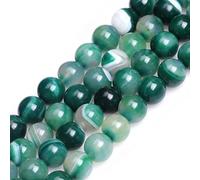HAAMIIQII 45pcs 8mm naturel vert rayé agate perles rond lâche perles de pierres précieuses fabrication de bijoux bricolage bracelet collier