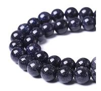 HAAMIIQII 45pcs 8mm perles de grès bleu naturel rond lâche perles de pierres précieuses fabrication de bijoux bricolage bracelet collier