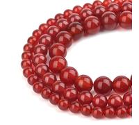 HAAMIIQII 45pcs 8mm perles d'onyx rouge naturel rond lâche perles de pierres précieuses fabrication de bijoux bricolage bracelet collier