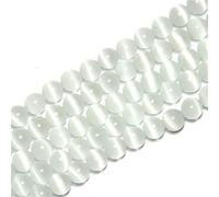 HAAMIIQII 60 PCS 6mm blanc Cat Eye Beads rond poli lâche perles de pierres précieuses pour la fabrication de bijoux bricolage bracelet collier