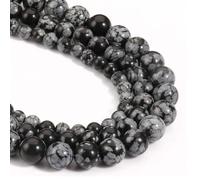 HAAMIIQII 60PCS 6mm flocon de neige naturel perles de pierres précieuses noires rond lâche perles de pierres précieuses fabrication de bijoux bricolage bracelet collier
