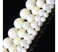 HAAMIIQII 60PCS 6mm Nacre Blanche naturelle perles beige rond lâche perles de pierres précieuses fabrication de bijoux bricolage bracelet collier