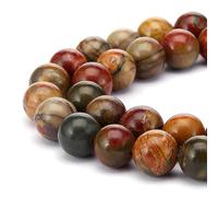 HAAMIIQII 60PCS 6mm naturel Picasso jaspe perles rondes Loose gemmes perles bijoux faire bricolage bracelet collier