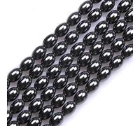 HAAMIIQII 65pcs 4x6mm naturel noir hématite pierres précieuses en vrac perles olive perles bijoux fabrication bricolage bracelet collier