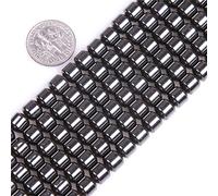 HAAMIIQII 65pcs 6mm naturel noir hématite lâche gemme perles tambour forme de perles bijoux faisant bricolage bracelet collier