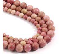 HAAMIIQII Lot de 30 perles rondes en rhodochrosite naturelle de 12 mm pour la fabrication de bijoux, bracelets, colliers