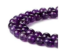 HAAMIIQII Lot de 60 perles rondes en am thyste naturelle de 6 mm pour la fabrication de bijoux, bracelets et colliers