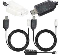 HAAMNING7 2 câbles de charge 7,2 V pour batteries Tamiya KET-2P (prise 2 broches, NiCd/NiMH) avec hub USB 4 ports pour voitures télécommandées et airsoft