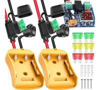 HAAMNING7 2 pièces Adaptateur pour Dewalt batterie 20V 18V, convertisseur de puissance pour bricolage, lumière RC Truck Car, avec faisceau de câbles 12AWG, interrupteur et fusible