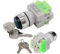 HAAMNING7 2 pièces Commutateur rotatif ommutateur rotatif à 3 positions à commande par clé Sélecteur rotatif 2NO 1NC 10A LAY37-20Y3 Avec trou montage 22 mm, pour clé tours CNC grues et navires