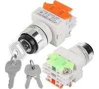 HAAMNING7 2 pièces Commutateur rotatif ommutateur rotatif à clé 2 positions Sélecteur rotatif 1NO 1NC 10A LAY37-11Y/21 Avec trou de montage de 22 mm pour clé tours CNC grues et navires