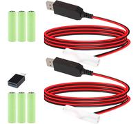 HAAMNING7 2 pièces Convertisseur d'alimentation USB vers 6 V AA Battery Eliminator Câble d'alimentation USB 6 V AA remplace 4 piles AA pour lampes LED radio ventilateur télécommande (2 m)