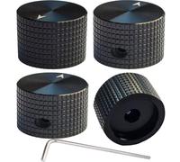 HAAMNING7 4 boutons potentiomètres rotatifs en aluminium pour axe de 6 mm, contrôle du volume et de la tonalité, pour guitare audio, noirs