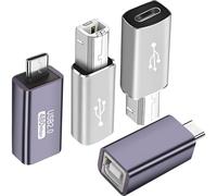 HAAMNING7 4 pièces Adaptateur USB C vers MIDI Connecteur conversion Type C vers USB B Adaptateur imprimante mâle Type C vers femelle USB-B, pour piano électrique contrôleur DJ clavier imprimante