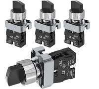 HAAMNING7 4 pièces Sélecteur rotatif à 2 positions 22 mm Sélecteur rotatif à verrouillage 1 NO Interrupteur à 2 positions 600 V CA 10 A XB2-10X/21 pour convoyeur CNC, élévateur, générateur