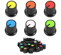 HAAMNING7 60pcs Bouton de commande de potentiomètre 6mm Trou d'arbre moleté Potentiomètre Contrôle de volume Capuchon de bouton rotatif 13x17mm Couleur Blanc, Bleu, Rouge, Jaune, Vert, Orange