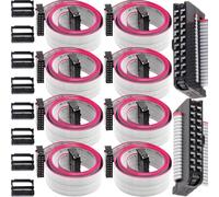 HAAMNING7 8 câbles plats IDC 20 broches, pas de 2,54 mm, 28 AWG femelle/femelle, avec 8 connecteurs FC-20P pour carte mère, 30 cm