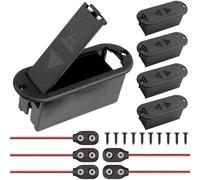 HAAMNING7 Active Guitar Bass 9V Battery Box Case Compartment, 9-Volt Battery Holder for Active Guitar Bass Pickup Replacement Tool with I-Type Battery Connector Wire (5 Pack)