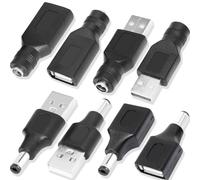 HAAMNING7 Adaptateur d'alimentation USB vers DC USB 2.0 mâle vers DC 5,5 mm x 2,1 mm femelle connecteur 5 V prise de charge pour Arduino bande lumineuse LED électronique, 4 convertisseurs, 8 pièces