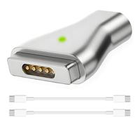 HAAMNING7 Adaptateur de charge USB C vers magnétique 2, Type-C vers Safe 2 T-Head T-Tip PD 100W Adaptateur de charge rapide, avec câble Type-C mâle vers mâle (après 2012-2015)